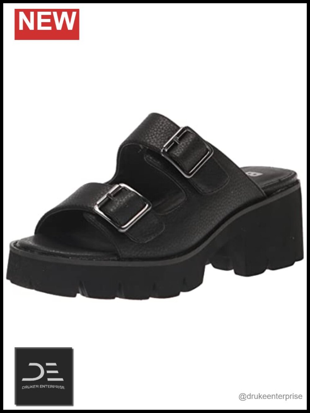 BC Women's Heeled Platform Slide Sandals Faux Leather Ankle Strap
